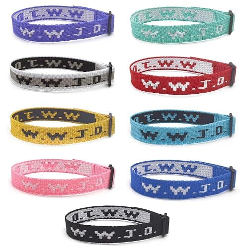 MONAZEO 9-27Pcs W.W.J.D. Webbing Bracelets What Wound Jesus Do Bracelets Inspirational Christian Bracelets for Women Men Adjustable Religious Woven WWJD Wristbands for Fundraisers - Image 1