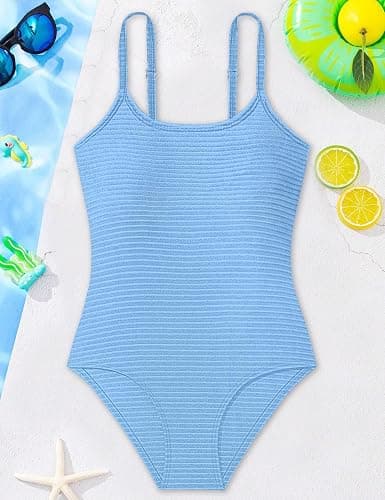 Doumlop Girl Swimsuit One Piece Bathing Suit for Girls Cut Out Back Solid Color Adjustable Straps Swimwear Size 9-16 thumbnail 6