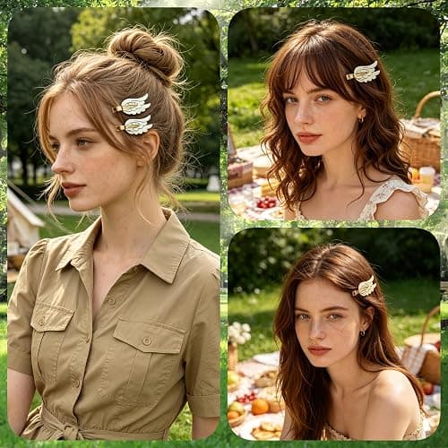 2 Pcs Angel Wings Hair Clips, Cartoon Hair Clips Cute Barrettes Rhinstone Non Slip Hair Clamps Barrettes for Women White thumbnail 6