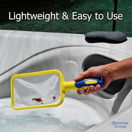 The Skimmie Scoop - Patented Handheld Skimmer with Fine Mesh Net for Spa, Hot Tub, Cold Plunge and Small Pool Cleaning - Lightweight and Durable with Powerful Suction Cup - Clean Out Filter (Yellow) thumbnail 2