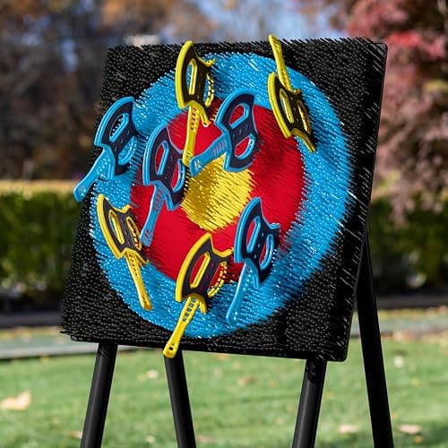 EastPoint Axe Throwing Game Set - 5 ft Tall, Pack of 8 Axes - Unique Bristle Target for Yard Games - Foam Throwing Axes for Safe Lawn Games - Sturdy Alloy Steel Frame for Axe Throwing thumbnail 3