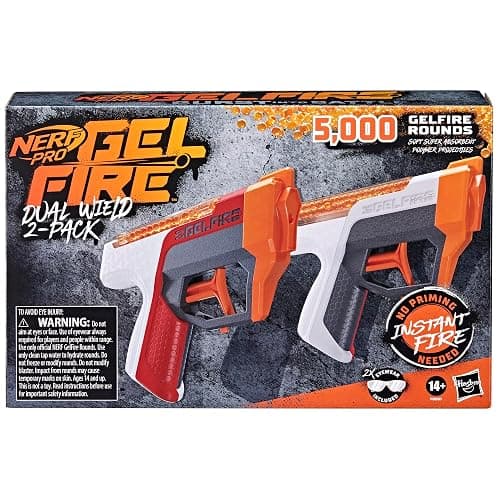 NERF Pro Gelfire Dual Wield Pack, 2 Blaster, No-Prime Firing, 5000 Gelfire Rounds, 2 x 100 runde integrierte Trichter, 2 Brillen, ab 14 Jahren thumbnail 11
