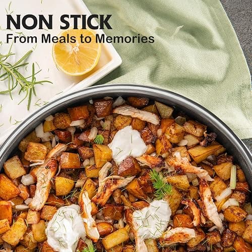 SNOWCLAD Pots and Pans Set Non Stick, 14 Pcs Hybrid Stainless Steel Cookware Sets, Non Stick Frying Pans, Saucepans, Saute Pan & Stock Pot, PFOA Free Kitchen Skillet,Induction Compatible thumbnail 2
