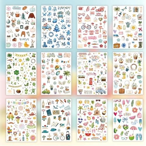 Slapaflife Planner Stickers (24 Page, 1000+ Stickers, Multicolor, Paper, Vintage Style, Holiday & Seasonal Themed, Planner & Scrapbook Accessories) thumbnail 5