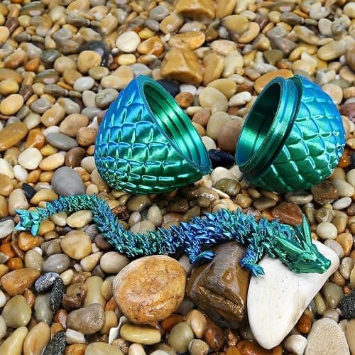 3D Printed Dragon with Surprise Egg,Surprise Dinosaur Eggs Fidget Toys for Kids, Birthdays, Halloween Christmas Decorations Gifts Indoor Outdoor for Girls Boys (Green) thumbnail 2