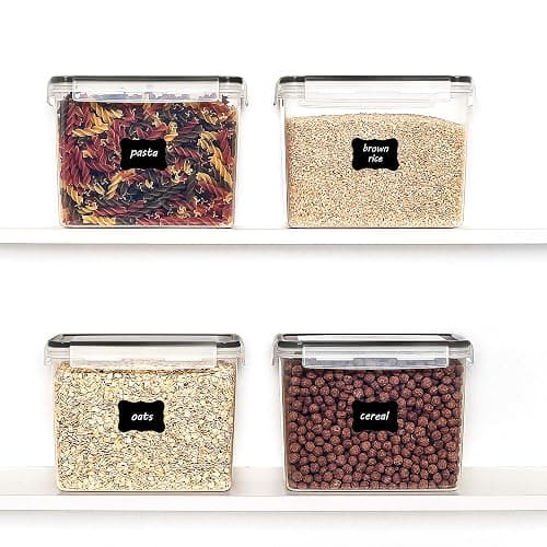 Vtopmart Food Storage Containers 3.3 quart / 3.6L, 4 Pieces BPA Free Plastic Airtight Canister for Flour, Sugar, Baking Supplies, with 4 Measuring Cups and 24 Labels,Black thumbnail 2
