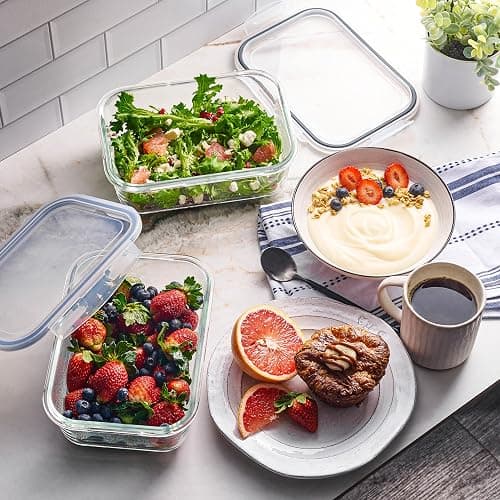 40pc Set Glass Food Storage Containers & Bowls with Airtight Lids - Leakproof BPA-Free Meal Prep Airtight Stackable Lunch Boxes, Kitchen Pantry & Storage Organizers - Microwave Freezer Dishwasher Safe thumbnail 7