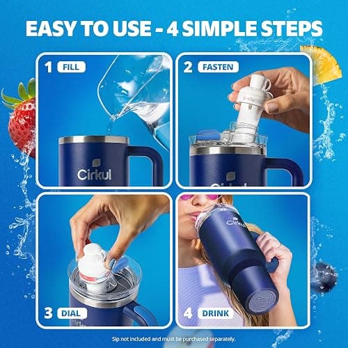 Cirkul 40oz. Midnight Blue Stainless Steel Tumbler with Handle, All-Day StrawSip™, Double-Wall Insulated thumbnail 4