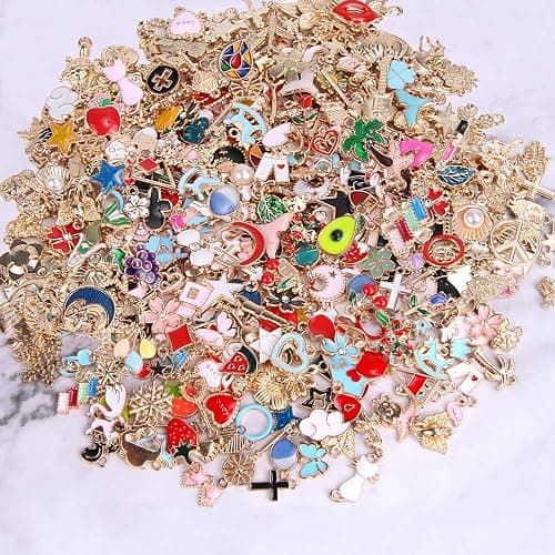 SANNIX 350Pcs Bracelet Charms Jewelry Making Charms Assorted Gold Plated Enamel Pendants for DIY Necklace Bracelet Earring Craft Supplies - Image 1