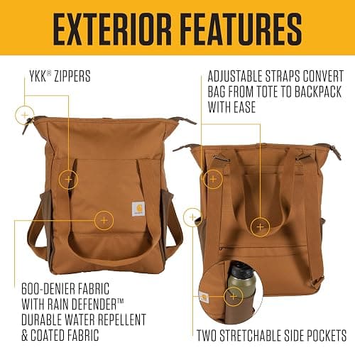 Carhartt Classic Convertible Backpack Tote, Durable Water Repellent Material W/ 17" Laptop Sleeve, Port thumbnail 3