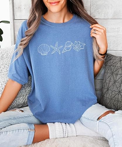 Coastal Seashell Shirt for Women & Teens Trendy Shell Tee for Summer thumbnail 3