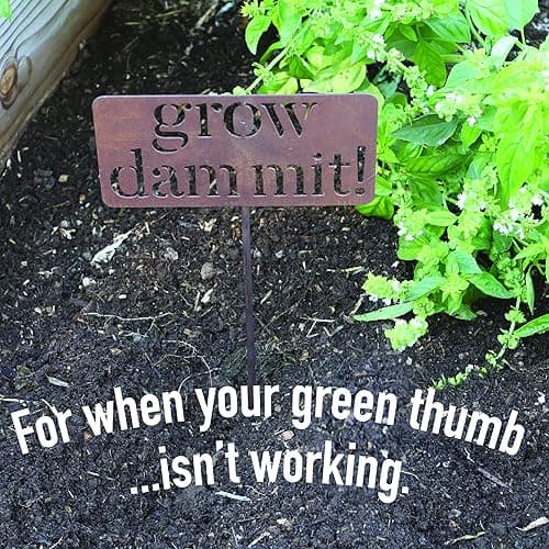 Island Genius Grow Dammit Funny Garden Sign, Unique Outside Gardening Decor Outdoor, Flower Vegetable Garden Accessories, Fun Gardening Gifts for Women Men Mom Gardener Who Love Plants, Alloy Steel thumbnail 6
