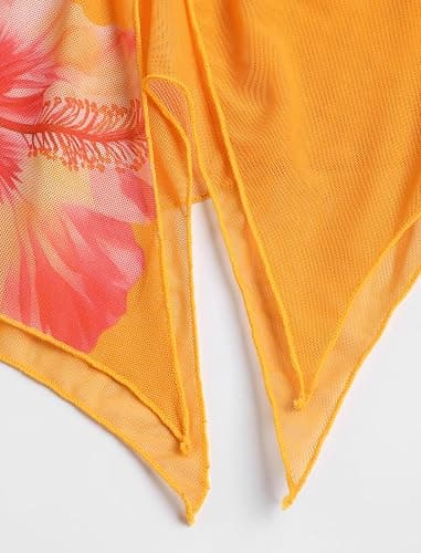 ZAFUL Women 3 Piece Bikini with Cover Up Skirt Halter Bandeau Swimsuit Floral Tie Side Cheeky Bathing Suit thumbnail 2