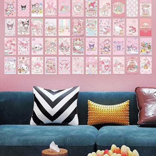 180Pcs Anime Wall Collage Kit Aesthetic Pictures Pink 4x6 inch Kawaii Room Decor and Sweet Dorm Photo Pink Wall Decor thumbnail 2
