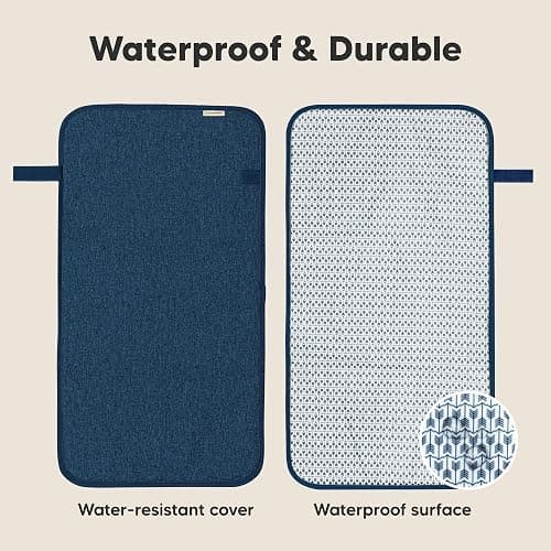 KeaBabies Portable Diaper Changing Pad, Easy Wipe Clean - Foldable Waterproof Baby Changing Mat for Diaper Bag, Compact, Lightweight, 25x13 Newborn, Infant, Baby Changer Travel Essential (Navy Blue) thumbnail 4