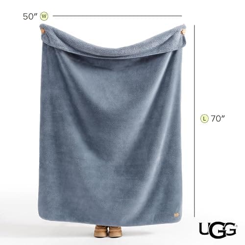 UGG Whitecap Plush Throw Blanket Fleece Lightweight Soft Cozy Throw for Couch or Bed Luxury Home Decor for Living Room, Christmas Blankets, Machine Washable, 50-inch x 70-inch, Denim Blue thumbnail 3