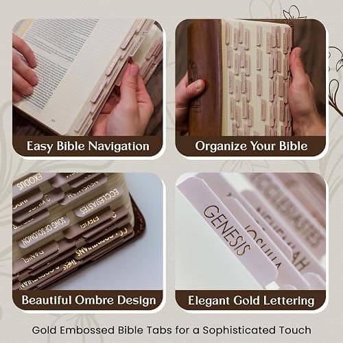 Bible Tabs for Women Study Bible, Embossed Matte Catholic Bible Tabs Gold, Laminated Bible Tabs, Bible Book Tabs w/Old & New Testament Neutral Bible Labels Tabs, Perfect Bible Study Supplies Oak thumbnail 5