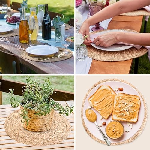 13.5” Woven Placemats, Round Rattan Placemats Set of 6, Natural Wicker Chargers for Dinner Plates, Heat Resistant, Easy to Clean, and Non-Slip – Elegant and Practical Addition to Your Dining Table thumbnail 9