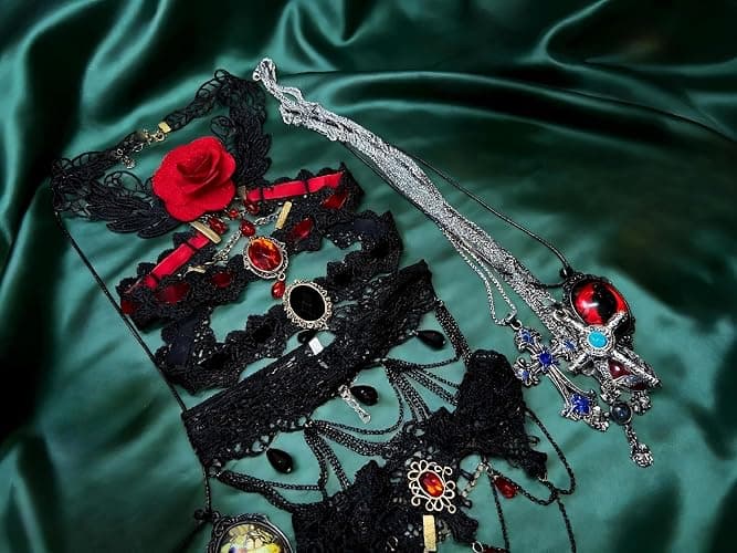 TNRASRTEA Vintage Gothic Mystery Jewelry Jar for Women,40-45 Piece Y2k Grunge Alt Punk Jewelry Set(Necklaces, Earrings, Rings, Bracelets, Brooches, Nail Stickers)，Birthday Gifts for Women thumbnail 2