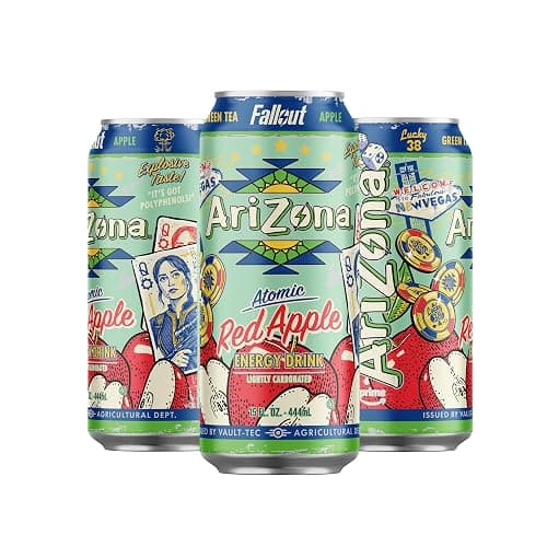 AriZona x Fallout Red Apple Green Tea Energy Drink, 15 fl oz (Pack of 12) - 190mg Caffeine per Can thumbnail 2