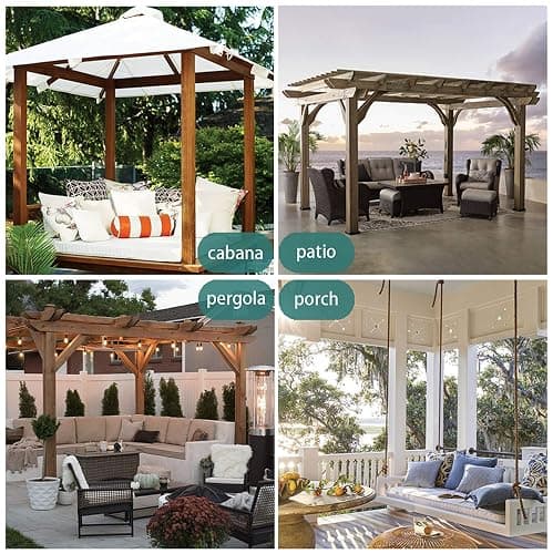 LORDTEX Burlap Linen Look Outdoor Curtain for Patio - 2 Panels Waterproof Tab Top Sheer Curtains for Pergola, Porch, Cabana and Gazebo Indoor/Outdoor Voile Sheer Drapes, 52 x 84 Inch, Linen thumbnail 6