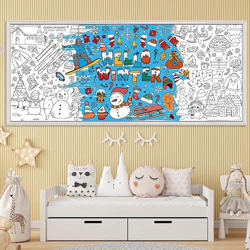OHOME Winter Giant Coloring Poster/Tablecloth-Winter Decorations - 30 x 72 Inches Jumbo Coloring Banner Kids Crafts Gifts Activities Decor Party Decorations thumbnail 6