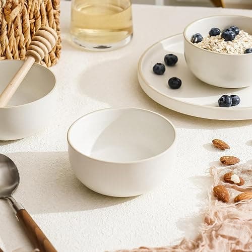 S&Q'S CERAMICS Ceramic Small Bowls for Kitchen, Set of 6, 9 ounces Small Ceramic Bowls for Condiments, Dipping, Side Dishes (Glazed Matte Off-White)… thumbnail 2