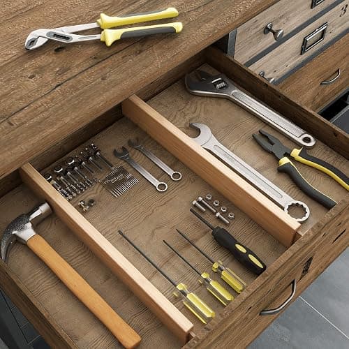 BAMEOS Drawer Dividers kitchen Organization Bamboo Utensil Organizers for Kitchen Bedroom Bathroom Dresser Office 4-pack thumbnail 5