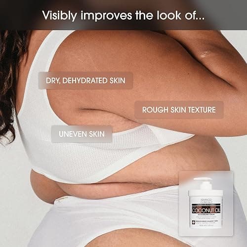 Advanced Clinicals Coconut Oil Body Cream For Women & Men | Hydrating Coconut Lotion For Extremely Dry Skin | Visible Anti Aging Body Butter Skin Care Balm Moisturizer For Hand, Heel, Feet, 16 Ounce thumbnail 6