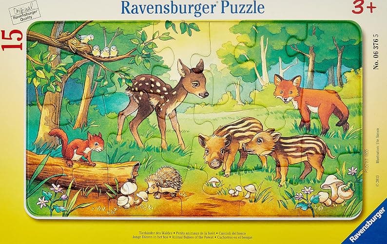 Ravensburger Kinderpuzzle - 06044 Traktor auf dem Bauernhof - Rahmenpuzzle für Kinder ab 3 Jahren, mit 15 Teilen & Kinderpuzzle - 06376 Tierkinder des Waldes - Rahmenpuzzle für Kinder ab 3 Jahren thumbnail 4
