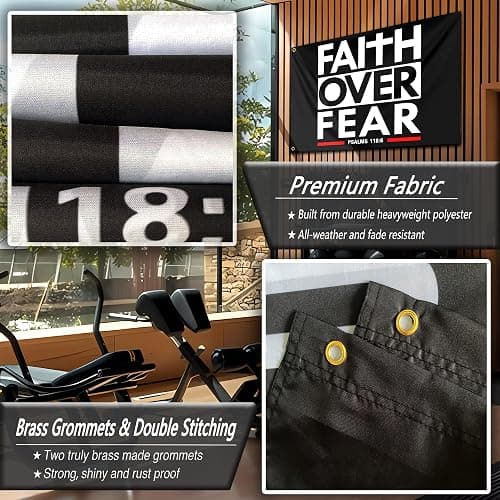 Faith Over Fear Flag 3x5 Ft Christian Jesus Flags Inspirational Gym Flags for Home Motivational Gym Wall Fitness Decor And College Dorm Room Bedroom Office Sign Banner Decor thumbnail 7
