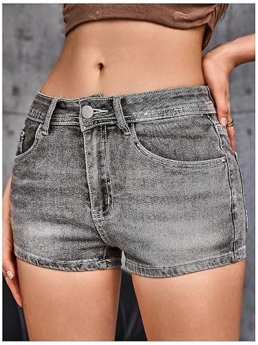 WDIRARA Women's Cross Embroidery Rhinestone Denim Shorts Y2k Grunge Punk Jean Shorts thumbnail 3