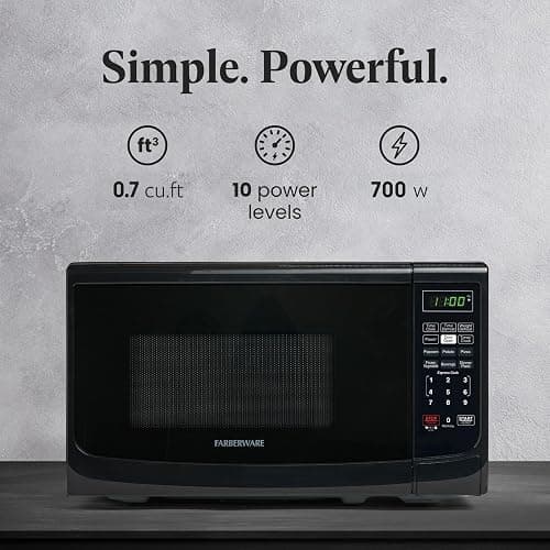 Farberware 0.7 Cu. Ft. Countertop Microwave Oven – 700 Watts Power, Auto Cook Settings, Defrost, Easy Clean and Child Safety Lock - Black thumbnail 4