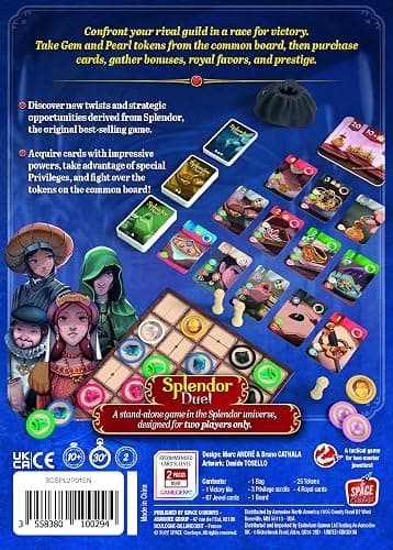 Splendor Duel Board Game - Two-Player Strategy Game for Intense Gem Collecting Battles - Fun Family Game for Kids and Adults, Ages 10+, 2 Players, 30 Minute Playtime, Made by Space Cowboys thumbnail 4