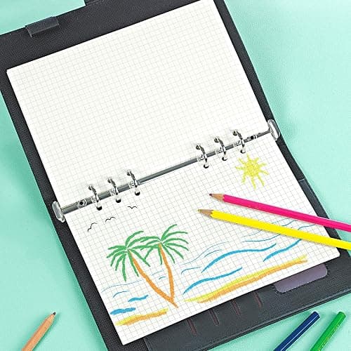 135 Blätter A5 Papier Kariert, OVISEEN 6 Löcher A5Nachfüllpapier Nachfüllbare Refill Paper Nachfülleinlagen für Notizbuch, Tagbuch, Skizze, Malerei(3 Packungen) thumbnail 5