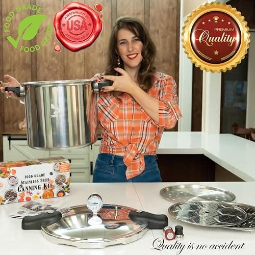 Supa Ant Pressure Canner 23 Qt with Canning Supplies Starter Kit - Canning Pressure Cooker with Gauge - Water Bath Canner Pot with Rack and Lid - Jar Lifter, XL Ladle, Jar Tongs, and Bubble Popper thumbnail 8
