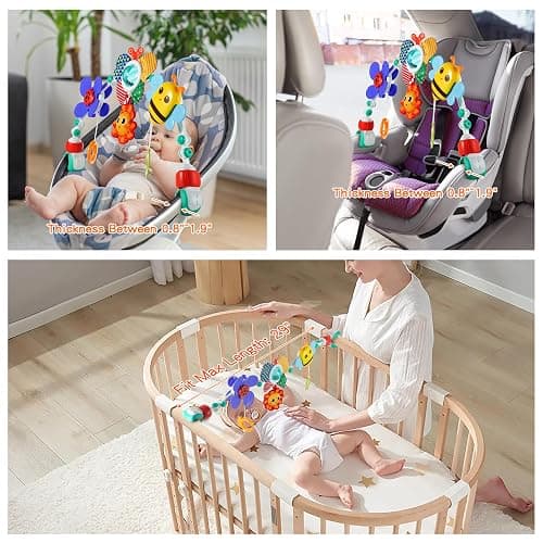 Lynncare Adjustable Arch Bassinet Toys for Infant & Toddlers, Stroller Arch, Baby Crib Toys with Fascinating Hanging for Stimulating Baby’s Senses and Developing Motor Skills thumbnail 6