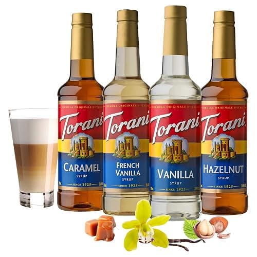 Torani Variety Pack Caramel, French Vanilla, Vanilla & Hazelnut, 25.4 Ounces (Pack of 4) - Caramel, French Vanilla, Vanilla, Hazelnut - 25.4 Fl Oz (Pack of 4) thumbnail 3