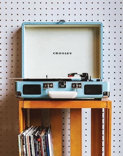 Crosley CR8005F-TU Cruiser Plus Vintage 3-Speed Bluetooth in/Out Suitcase Vinyl Record Player Turntable, Turquoise/White thumbnail 6