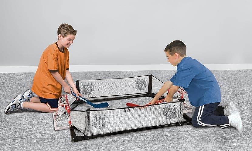 Franklin Sports Kids Knee Hockey Rink Game Set - Indoor Mini Hockey Goals + Kids Sticks Set for Floor + Rug - Toy Youth Rink Game - 36" x 25.5" thumbnail 2