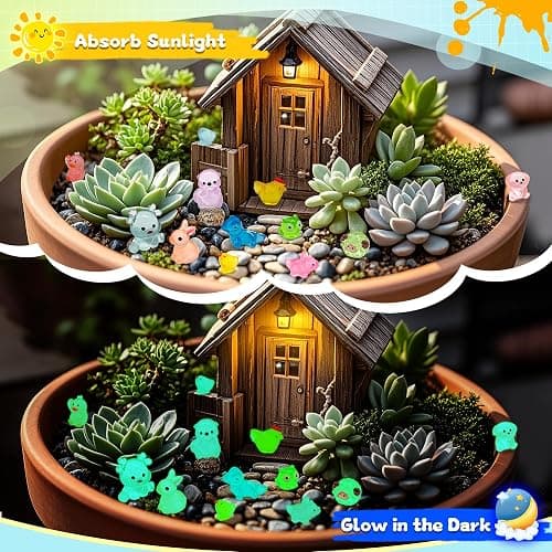 Tardigrade 200pcs Luminous Mini Resin Animals, Tiny Mini Animal Figures to Hide, Miniature Figurines Glow in The Dark Variety Micro Landscape for Potted Plants Garden Aquariums Dollhouse Gift Package thumbnail 3
