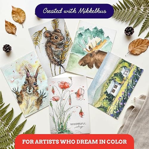 Mikkelhus Watercolour Paint Set - 50 Colours in Metal Box with Brush & Watercolour Paper | Watercolour Painting Set for Travel, Beginners & Artists thumbnail 7