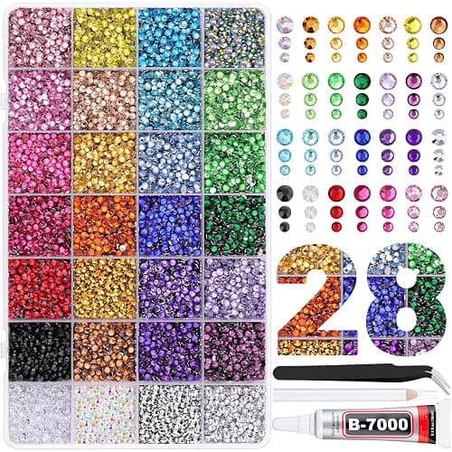 30000Pcs Resin Rhinestones for Crafting, Multicolor 2/3/4mm Flacktback Gems with 1Pcs B7000 Jewelry Glue, Bedazzling Crystal for DIY Crafts Clothing Tumblers Mugs Shoes Fabric Nail Art - Image 1