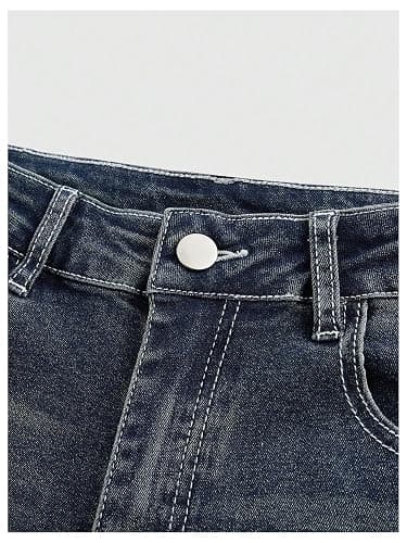 MakeMeChic Women's Flared Jeans Bell Bottom Jeans Embroidered Y2K High Waist Stretchy Denim Pants thumbnail 3