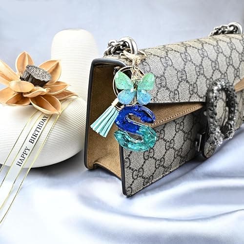 JINGUAZI Butterfly Initial Letter Keychain Bag Charms for Women | Cute pendant accessories for purses, handbags, backpacks, car keys, small gift for her young women, mothers, teachers thumbnail 6