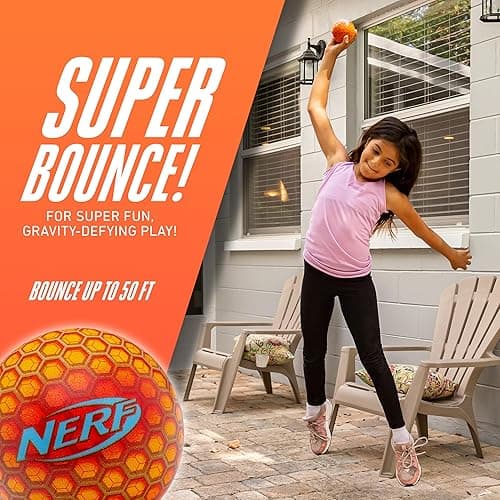 NERF Super High Bounce Ball - 2 Balls Included - Durable and Lightweight for Indoor and Outdoor Fun thumbnail 3