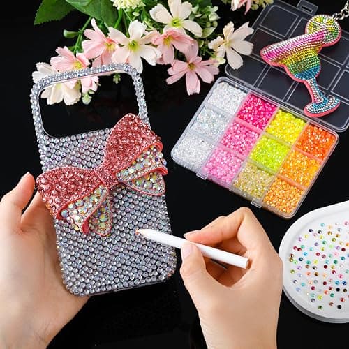 LERBOU 48 Colors Resin Rhinestones for Bedazzling, 30000 Pcs Flatback Gems for Crafting, Bedazzling Kit Colorful Crystal Nail Art Gems,Mixed Sizes Flatback Rhinestones for Press On Nails, DIY Manicure thumbnail 3
