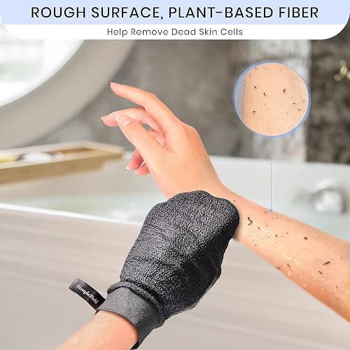 SimpleField Korean Exfoliating Mitt for Remove Dead Skin. 2 Pack 100% Viscose Kessa Deep Exfoliating Gloves for Body Scrub, Keratosis Pilaris and Self Tanning Removal. Easily Smooth Skin Surface. thumbnail 2