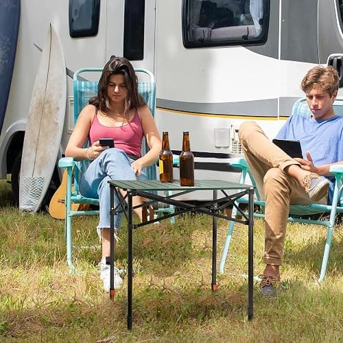 VILLEY Folding Camping Square Table with Carry Bag, Lightweight Aluminum Adjustable Square Table for Outdoor, Camping, Picnic, Backyards, BBQ (L) thumbnail 2