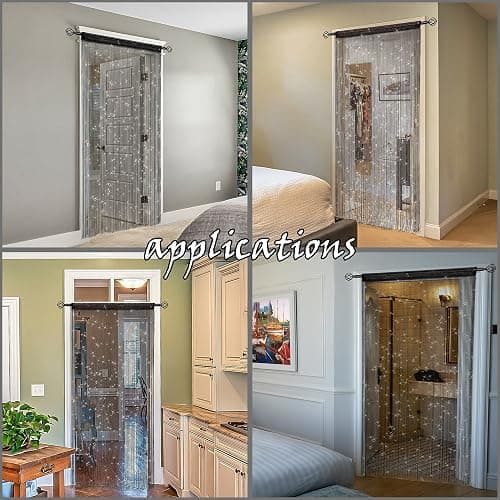 Atsweetlife 2 Pieces Door String Curtain Doorway Beads Curtains,Hanging Room Divider Beaded Decor Hippie Glitter Fringe Panel Closet Window Doors Sequin Sheer Boho Doors Tassel thumbnail 8